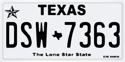 TX license plate DSW7363