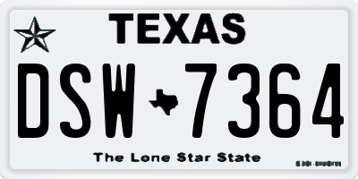 TX license plate DSW7364