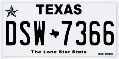 TX license plate DSW7366