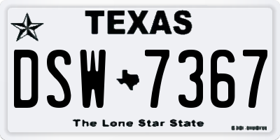 TX license plate DSW7367