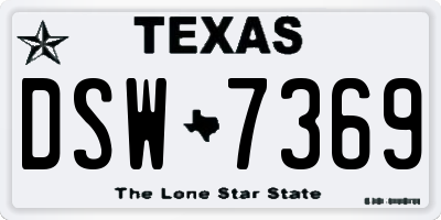 TX license plate DSW7369