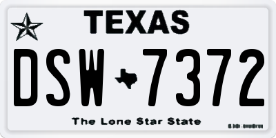 TX license plate DSW7372