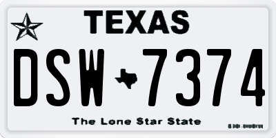 TX license plate DSW7374