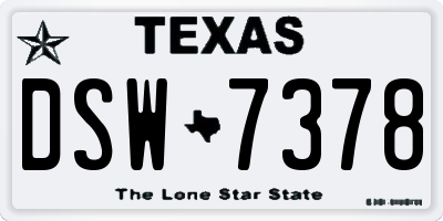 TX license plate DSW7378