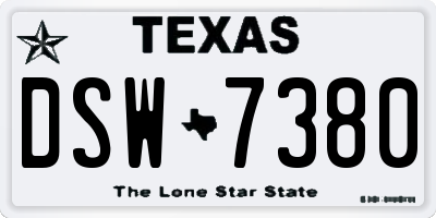 TX license plate DSW7380
