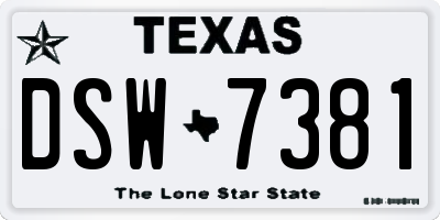 TX license plate DSW7381