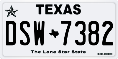 TX license plate DSW7382