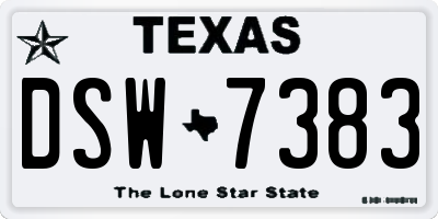TX license plate DSW7383