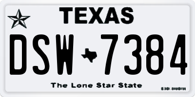 TX license plate DSW7384