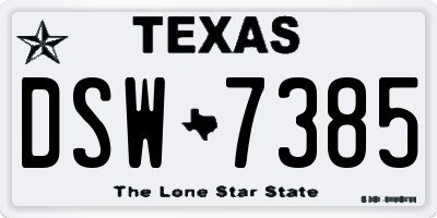 TX license plate DSW7385