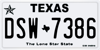 TX license plate DSW7386