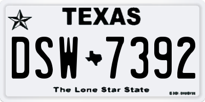 TX license plate DSW7392