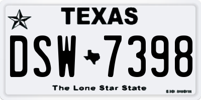 TX license plate DSW7398