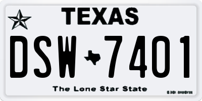 TX license plate DSW7401