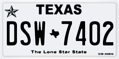 TX license plate DSW7402