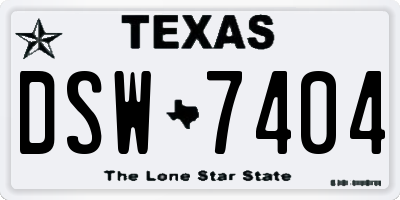 TX license plate DSW7404