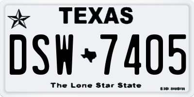 TX license plate DSW7405