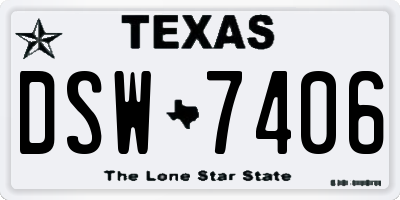 TX license plate DSW7406