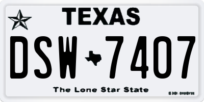 TX license plate DSW7407
