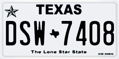 TX license plate DSW7408