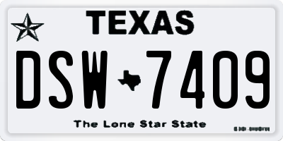 TX license plate DSW7409