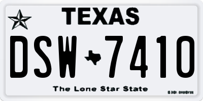 TX license plate DSW7410