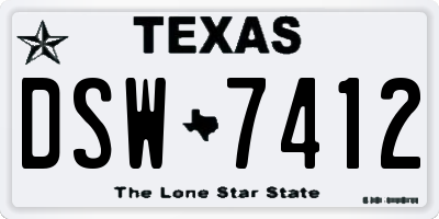 TX license plate DSW7412