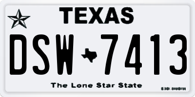 TX license plate DSW7413