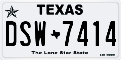 TX license plate DSW7414