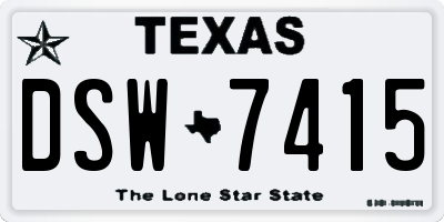 TX license plate DSW7415