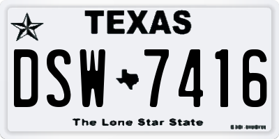 TX license plate DSW7416