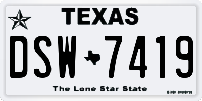 TX license plate DSW7419