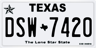 TX license plate DSW7420