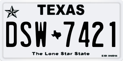 TX license plate DSW7421
