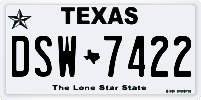 TX license plate DSW7422