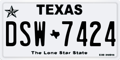 TX license plate DSW7424