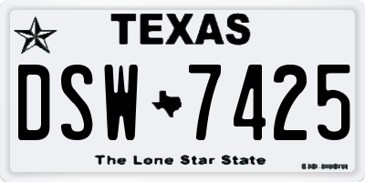 TX license plate DSW7425