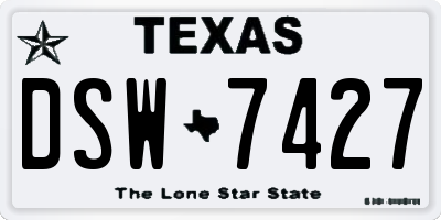 TX license plate DSW7427