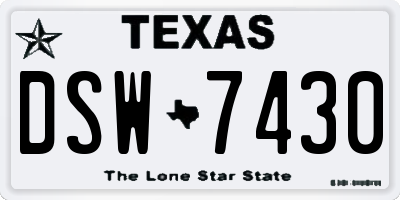 TX license plate DSW7430