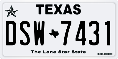 TX license plate DSW7431