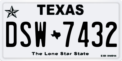 TX license plate DSW7432