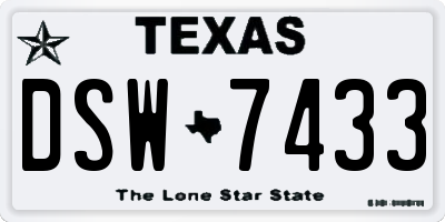 TX license plate DSW7433
