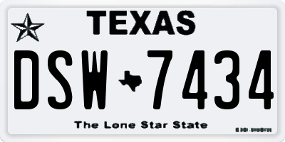 TX license plate DSW7434