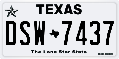 TX license plate DSW7437