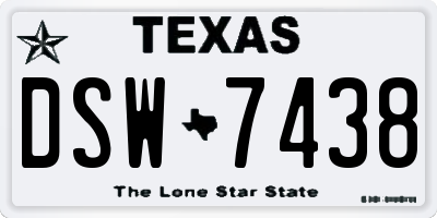 TX license plate DSW7438