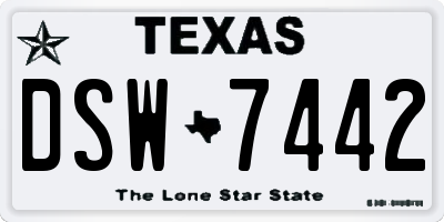 TX license plate DSW7442