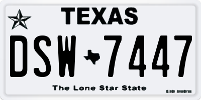 TX license plate DSW7447