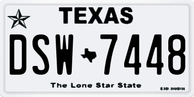 TX license plate DSW7448