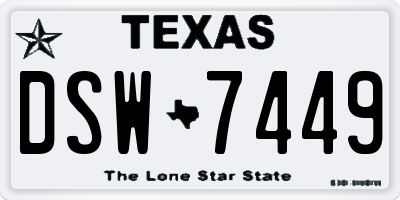TX license plate DSW7449