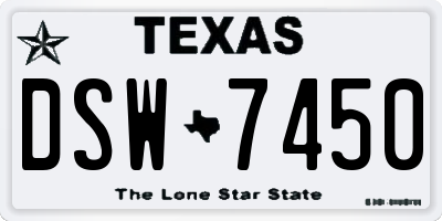 TX license plate DSW7450